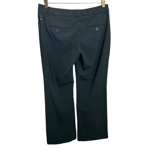 Express Design Studio Editor Pinstripe Wide Leg Black Pants Sz 8 R Midrise - Picture 6 of 6